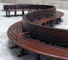 curved wood bench